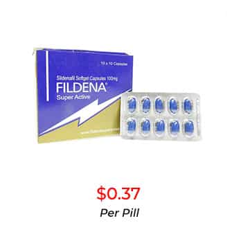 Fildena Super Active 100mg softgel capsules containing Sildenafil Citrate for treating erectile dysfunction.
