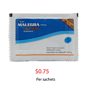 Malegra Oral Jelly Flavoured 100mg sachets, a convenient and tasty solution for erectile dysfunction with sildenafil citrate.