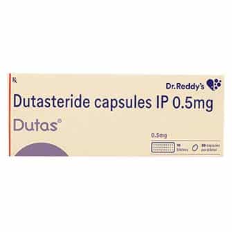 Dutas 0.5mg tablets and packaging, containing Dutasteride for effective treatment of hair loss and benign prostatic hyperplasia.