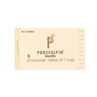 Proscalpin 1mg tablets and packaging, containing Finasteride for the treatment of male pattern hair loss and prostate health management.