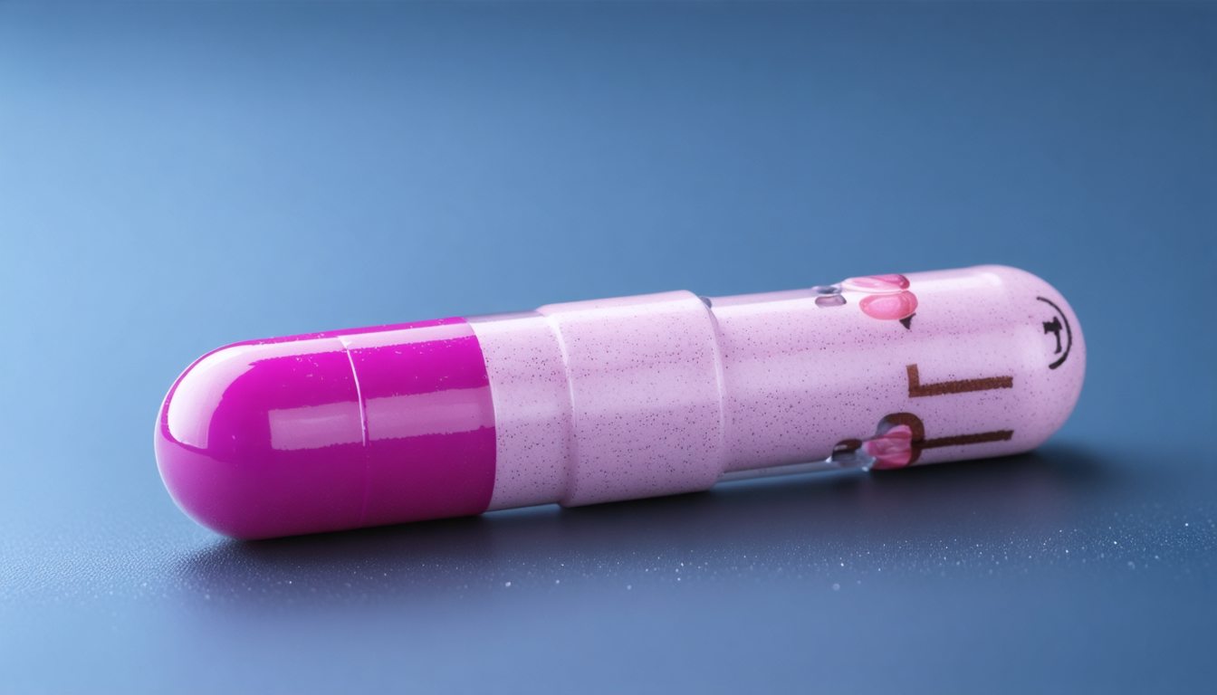 Illustration of sildenafil tablets with medical icons representing cardiovascular health and prescription treatment